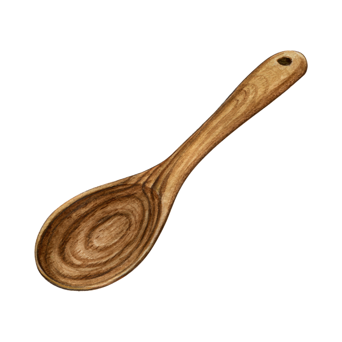 Wooden spoon on a white background